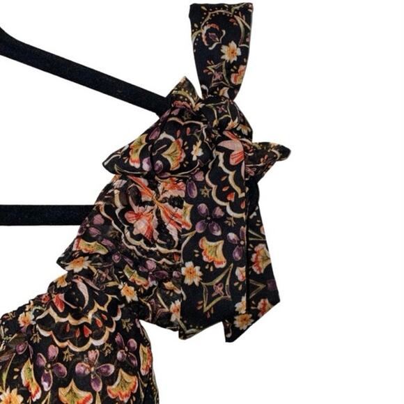 Misa Los Angeles Black Multi Floral Off-the-Shoulder Ruffle Midi Micaela Dress - Picture 4 of 12